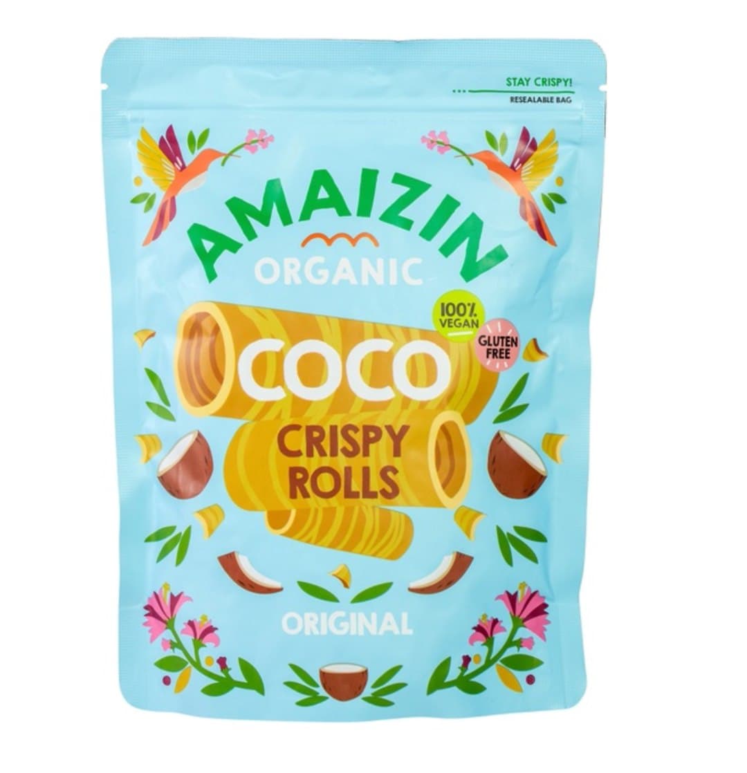 Amaizin Rurki Waflowe Kokosowe Bezglutenowe BIO 140 g | Bio Planet – Amaizin emballage