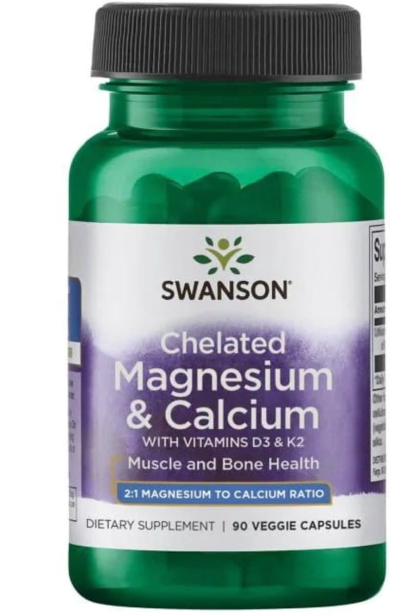 SWANSON Albion Chelat Magnesio en Calcio con D3 y K2 90 cápsulas vegetales
