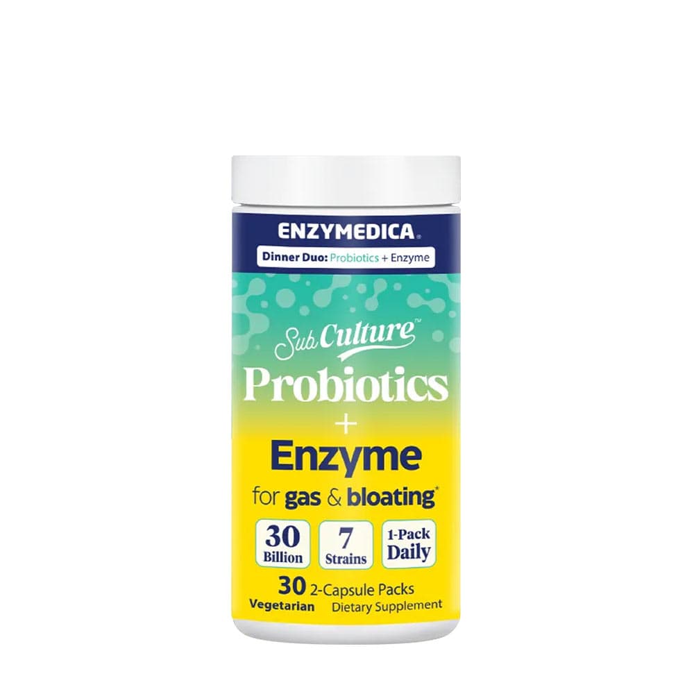 Enzymedica SubCulture™ Dinner Duo : Probiotiques + Enzyme contre gaz et ballonnements* - 30 x 2 capsules – Enzymedica packaging