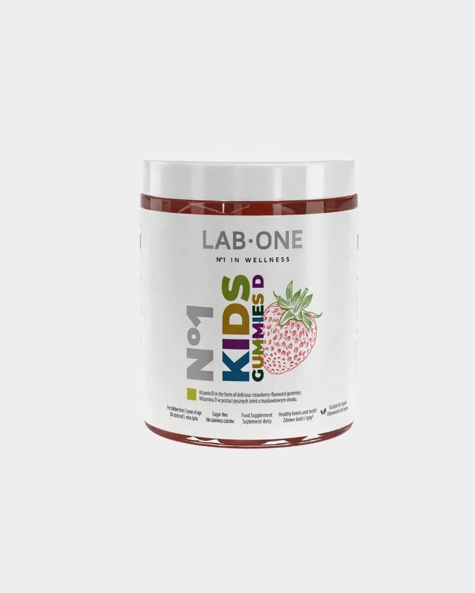 LAB ONE N°1 KidsGUMMIES D 60 pastiglie masticabili al gusto di fragola – LAB ONE confezione