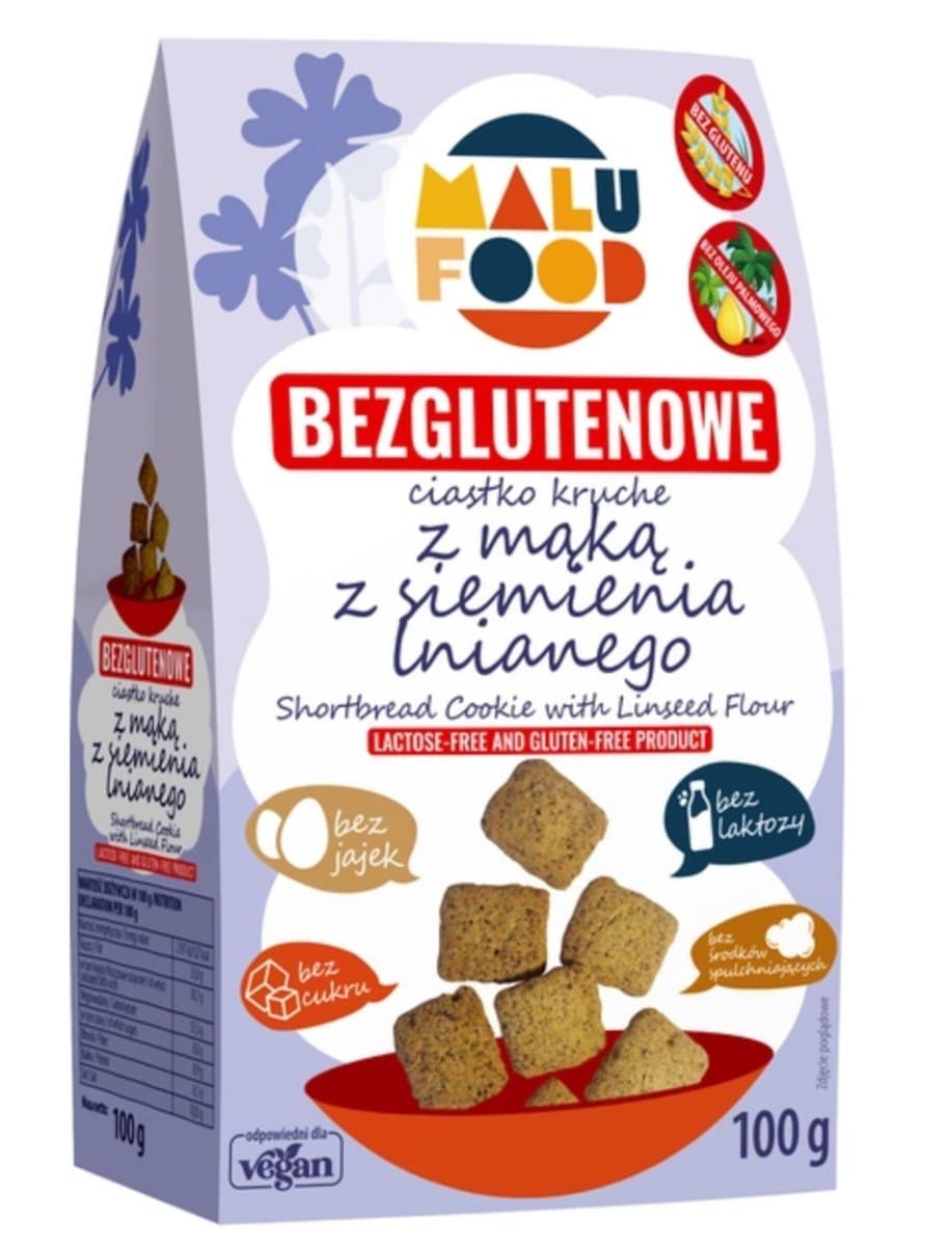 Malu Food Glutenfri og Sukkersfri Kiks med Linfrømjöl 100 g | Bio Planet