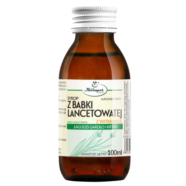 Herbapol Kraków - Lancet Plantain Syrup with Vitamin C 100ml – Herbapol Kraków förpackning