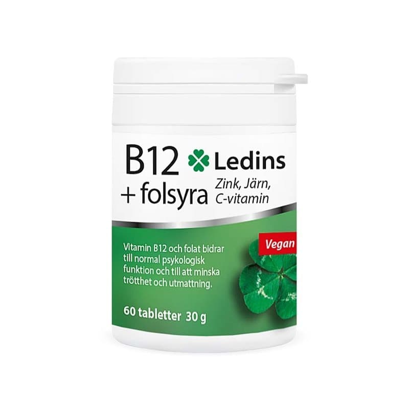 Vitamin B12 med folsyre 60 tabletter | Ledins