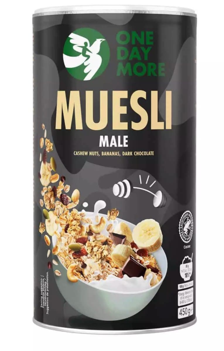 ONEDAYMORE Musli Męskie 450g – One Day More packaging