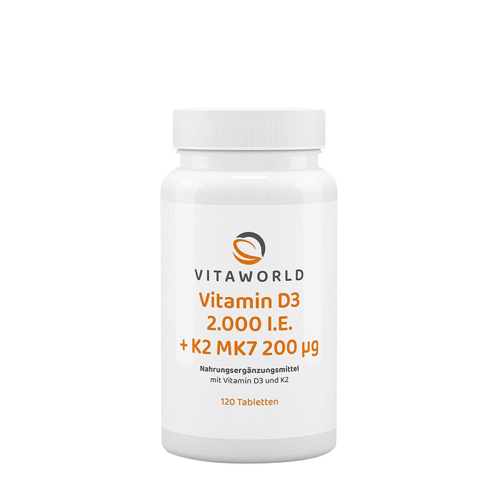 Vitaworld Vitamin D3 2000 IU + K2 MK7 200 mcg - 120 tabletter