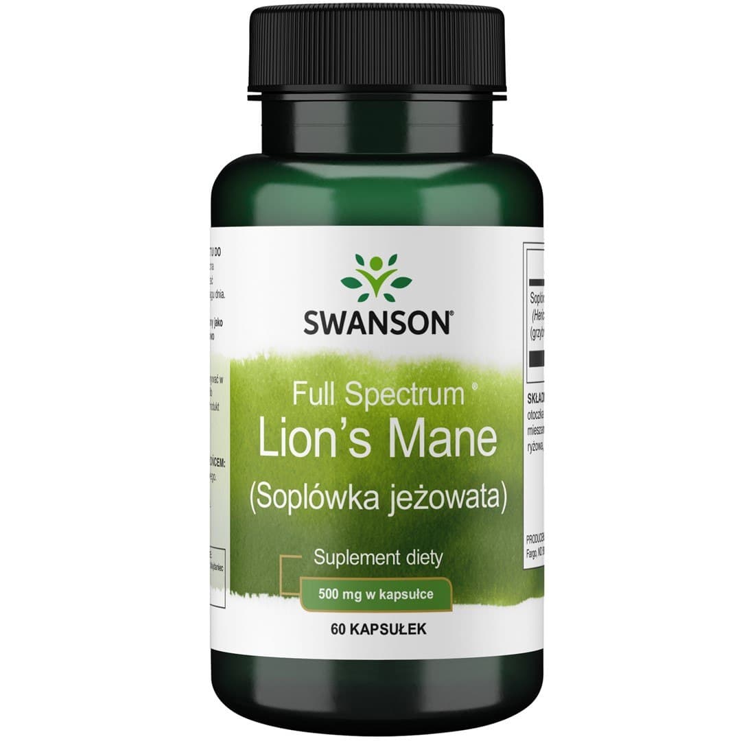 Swanson Full Spectrum Lion'S Mane Mushroom 500mg 60 cápsulas – Swanson empaque