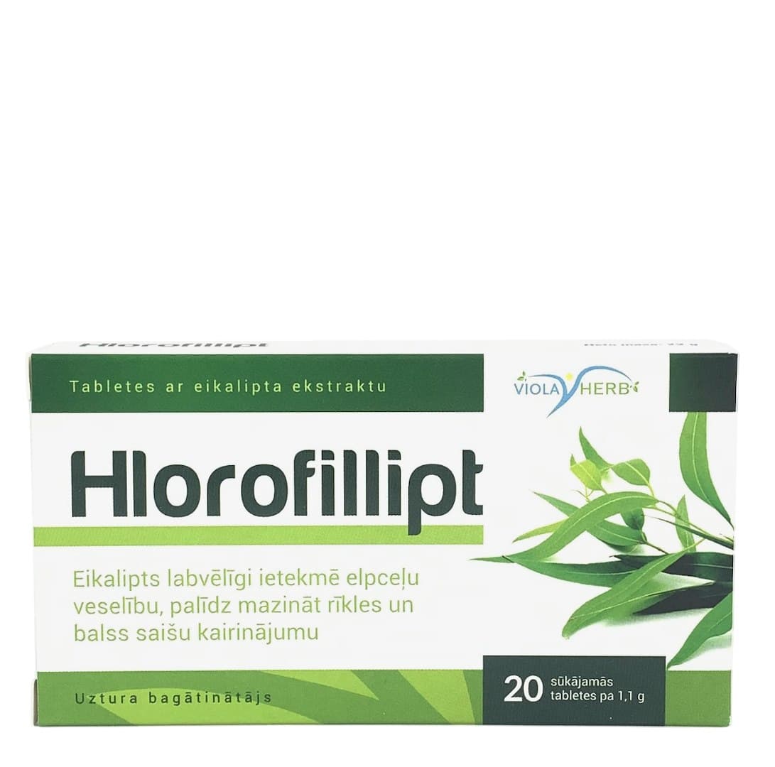 Viola Herbs - Eucalyptus Chlorophyllipt Tabs 20 Tabletten – Viola Herbs Verpackung