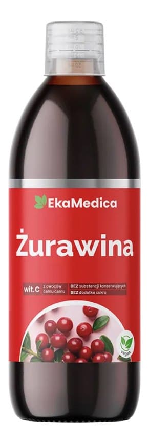 Ekamediaca - Żurawinowy sok - 500ml – Ekamediaca opakowanie