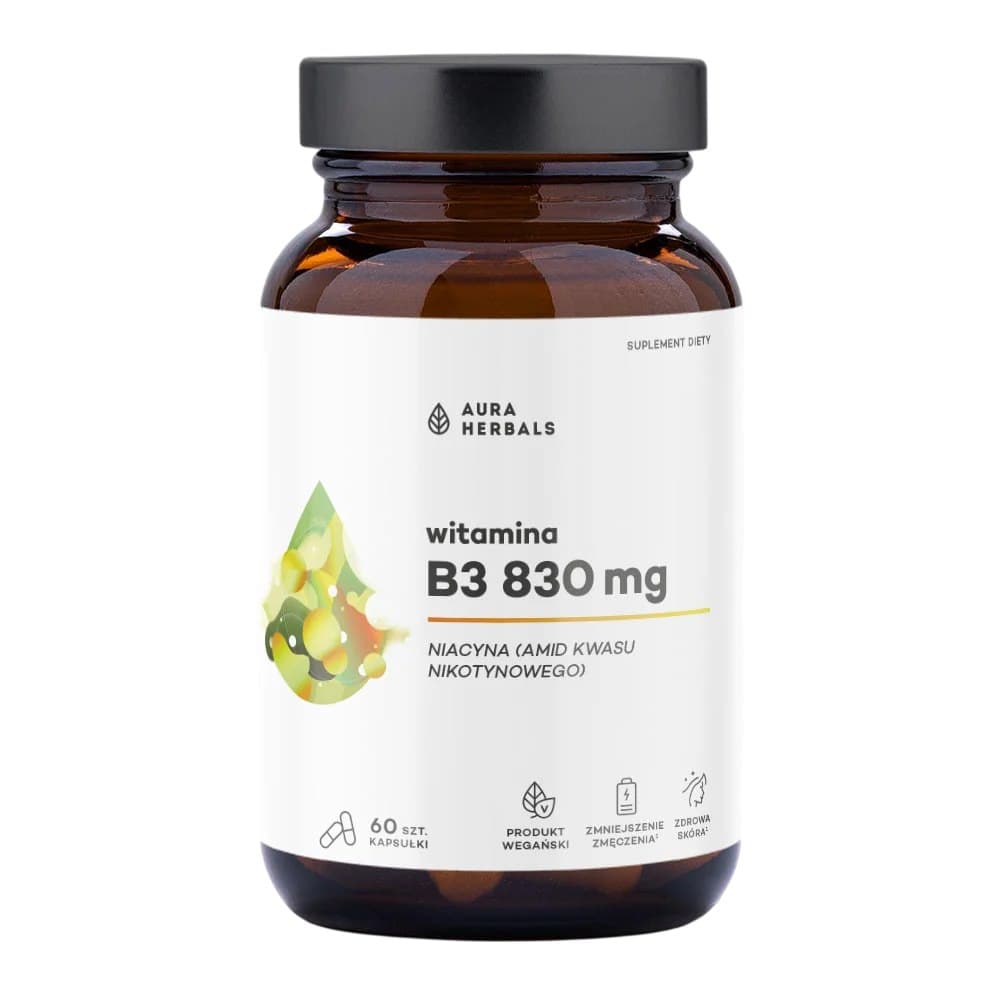 Aura Herbals - B3 Niacin - 830mg, 60 kapslar
