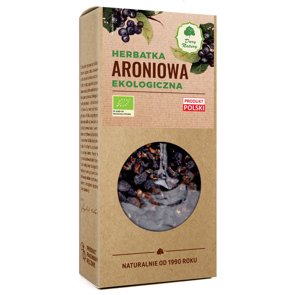 Dary Natury - Ekologiczna herbata z aronii - 100g – Dary Natury opakowanie