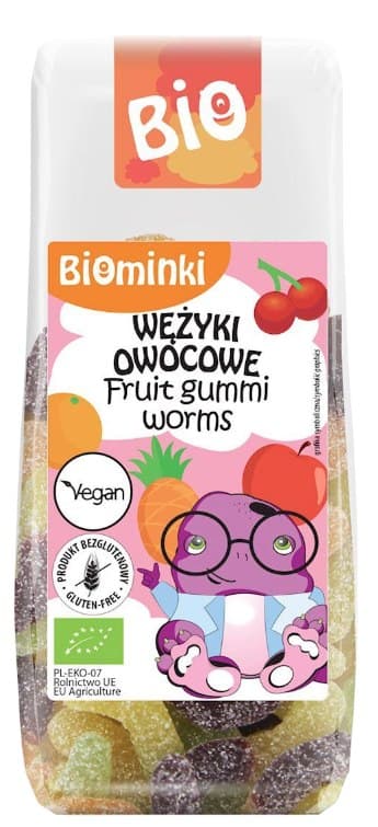 Biominki - Fruit Gummi Worms - 100g – Biominki verpakking