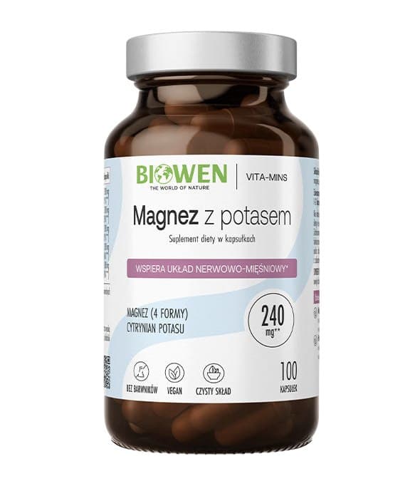 Biowen - Organic Magnesium 4 Forms With Potassium - 100 kapsułek – Biowen opakowanie