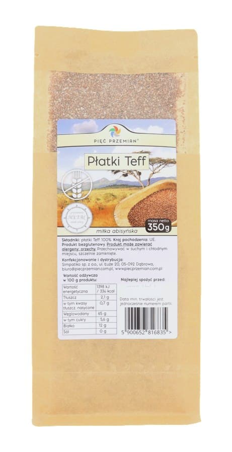 Pięć Przemian - Teff Flakes Glutenfrei 350g – Pięć Przemian Verpackung