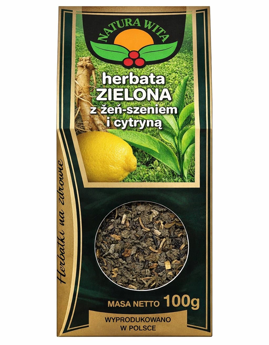 NATURA-WITA - Green Tea With Ginseng And Lemon - 100g – Natura-Wita verpakking