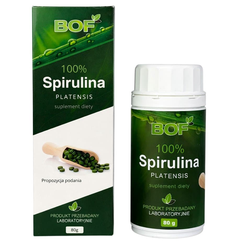 BOF Spirulina Platensis Tabs 400 tabletter – Bio Organic Foods förpackning