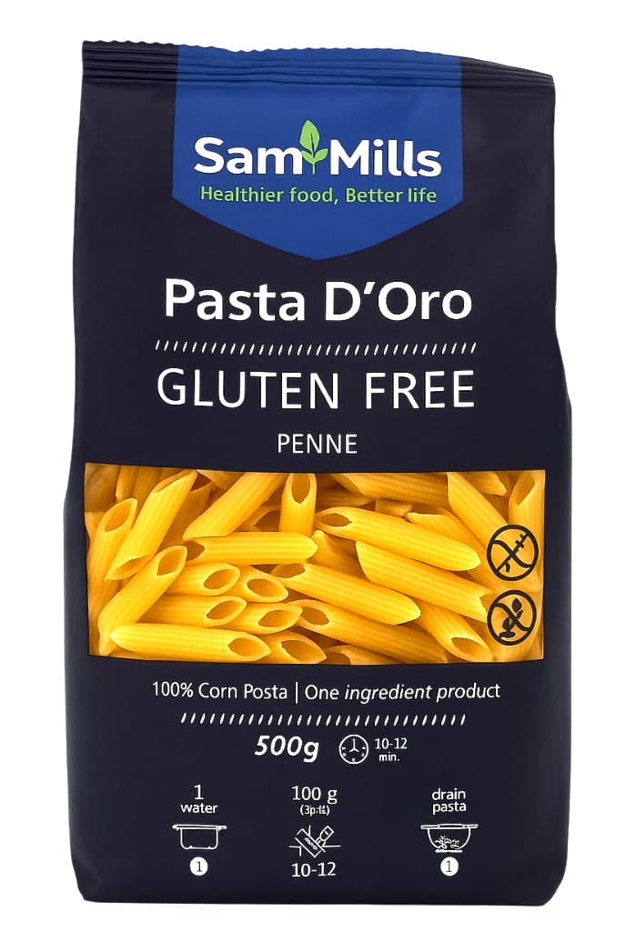 SamMills Bezglutenowe makaron penne 500g – Sam Mills opakowanie