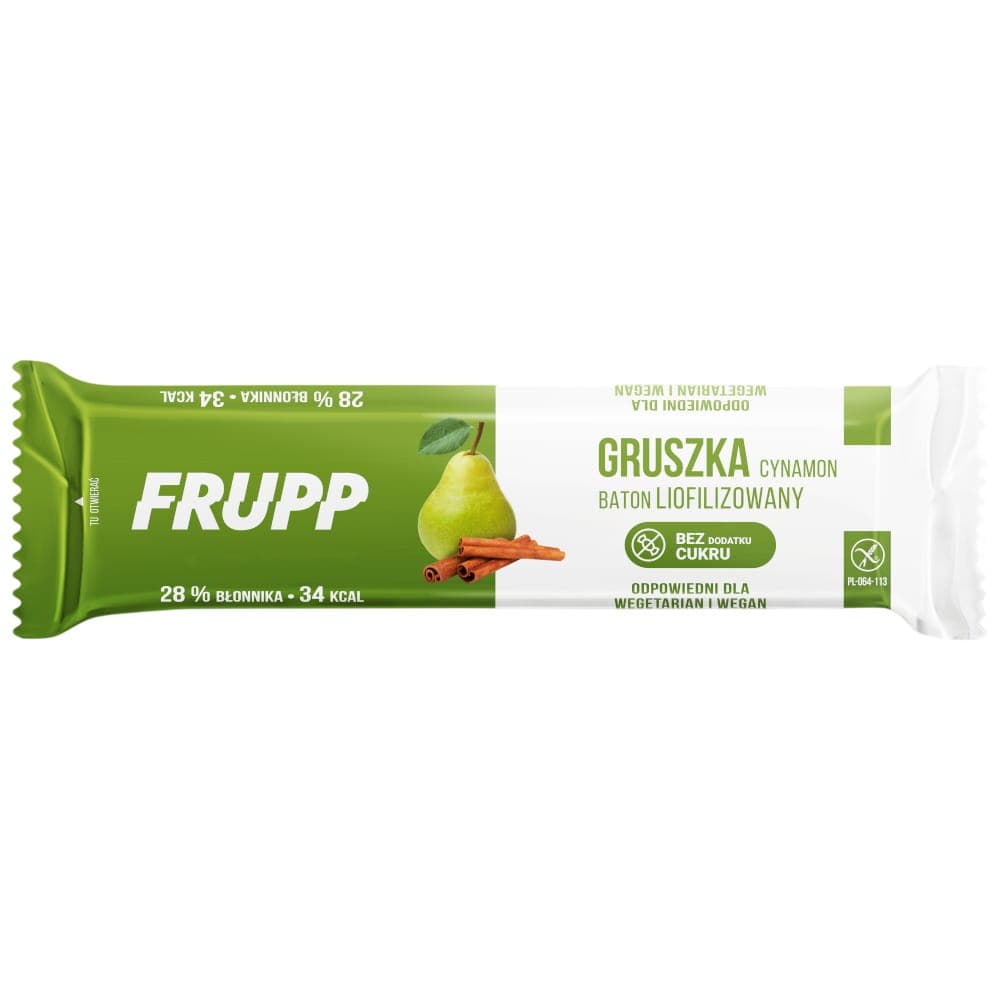 Frupp - Celiko - Glutenfri frystorkad päron-kanelbar 10g – Frupp verpakking