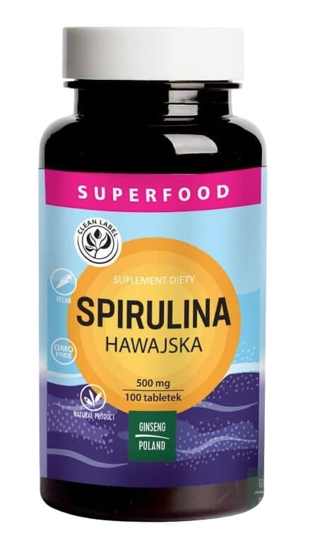 Ginseng Poland - Spirulina Hawajska 500mg 100tabl. Ginseng Poland – Ginseng Poland verpakking