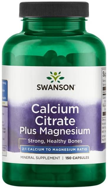 Swanson Calcium Citrate Plus Magnesium 300 mg/150 mg - 150 veganistische capsules