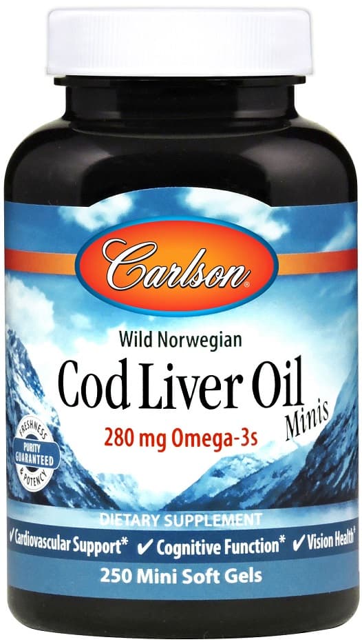 Carlson Olja från torsklever Minis - 250 små mjuka kapslar