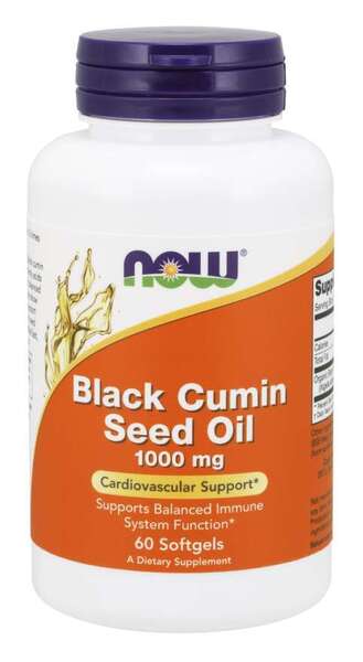 NOW Foods - Black Cumin Seed Oil 1000mg, mjuka kapslar – NOW Foods förpackning