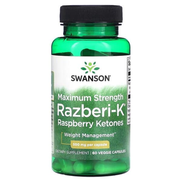 Swanson Raspberry Ketones 500 mg, capsules véganes – Swanson emballage