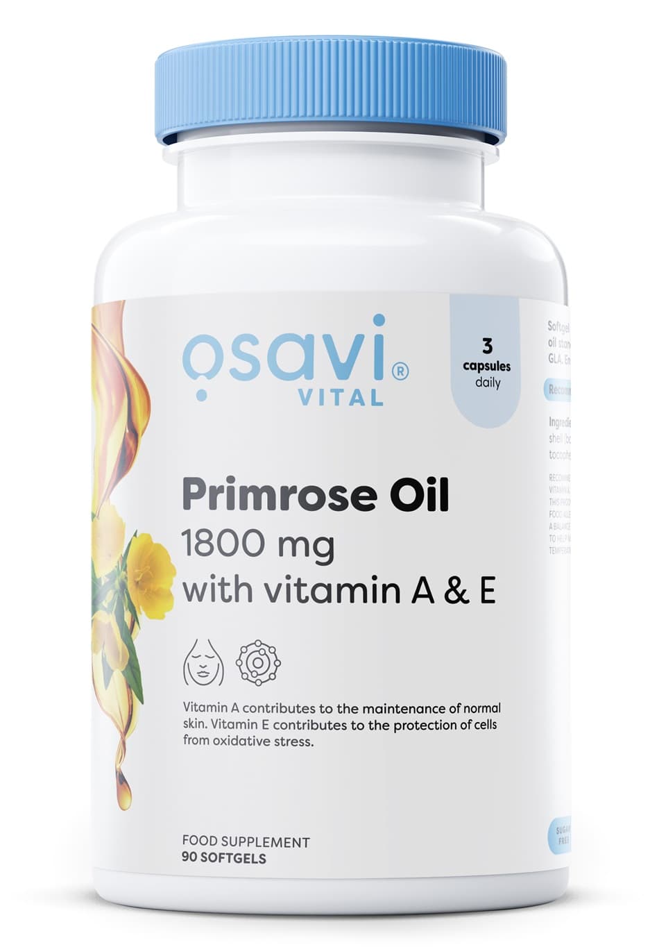 Osavi Advanced Primrose Oil con Vitamina A & E, 1800mg - 90 capsule – Osavi confezione