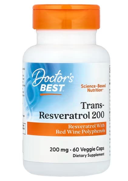 Doctor's Best Trans-Resveratrol med Resvinol 200 mg – 60 Veganska Kapslar – Doctor's Best förpackning