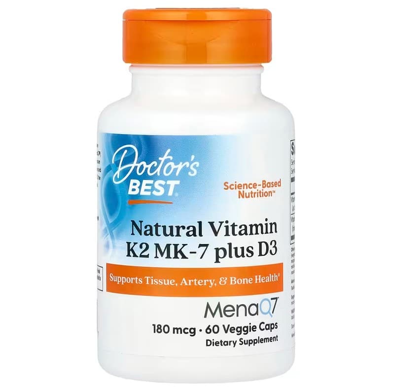 Doctor's Best Natural Vitamin K2 Mk7 With MenaQ7 Plus D3 - 60 Vcaps – Doctor's Best förpackning