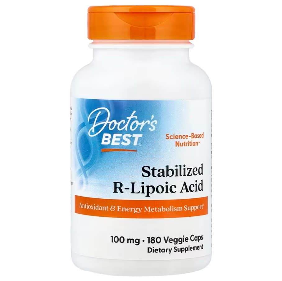 Doctor's Best Stabilized R-Lipoic Acid With NA-Rala, 100mg - 180 Vcaps – Doctor's Best förpackning