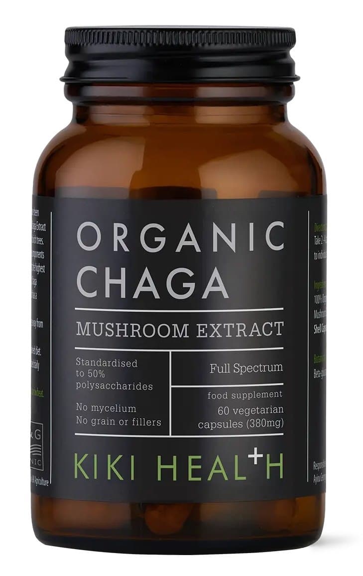 Kiki Health - Extracto orgánico de hongo Chaga 300mg, 60 cápsulas vegetales