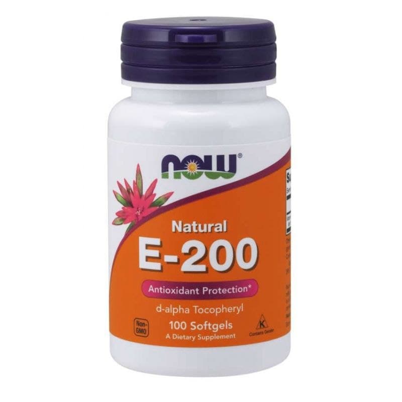 NOW Foods - Vitamina E-200, Natural - 100 cápsulas – NOW Foods embalagem
