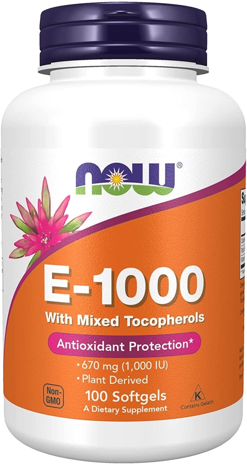 NOW Foods E-1000 med blandede tokoferoler 670 mg – 100 bløde kapsler – NOW Foods embalagem