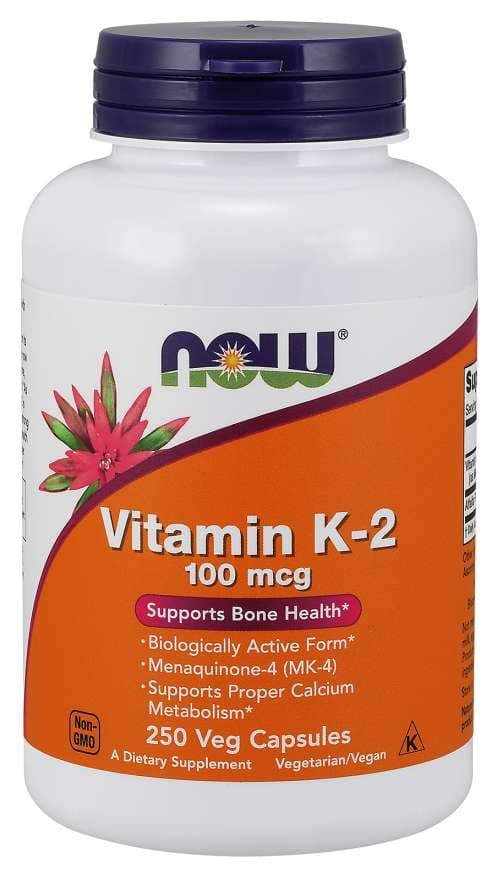 NOW Foods Vitamin K-2 100 mcg, 250 vegetarische capsules – NOW Foods verpakking