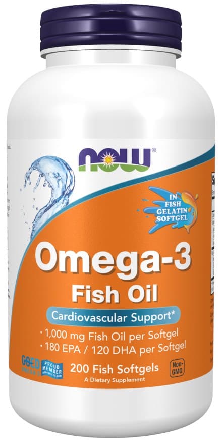 NOW Foods - Omega-3 Fish Oil Molecularly Distilled - 200 Softgels – NOW Foods Verpackung