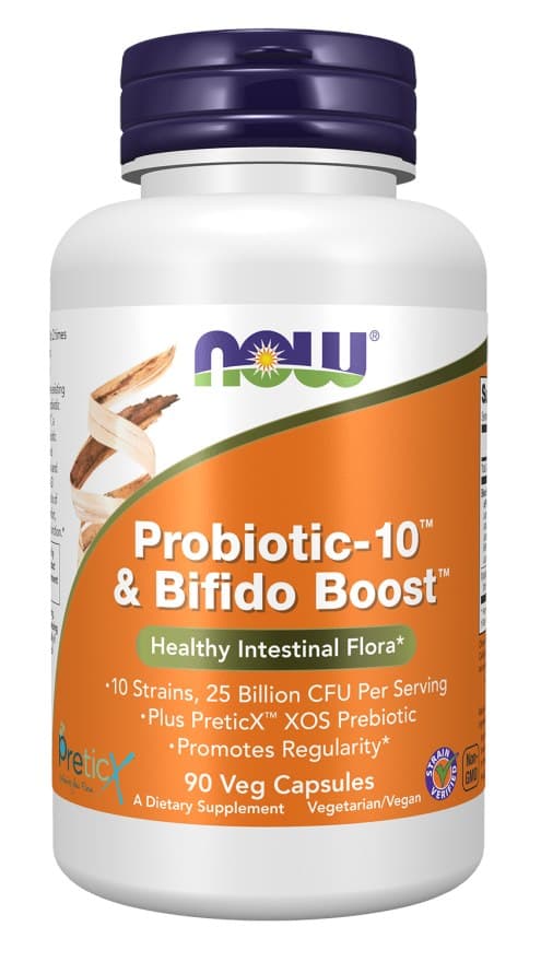 NOW Foods Probiotic-10 & Bifido Boost 25 milliarder CFU, kapsler