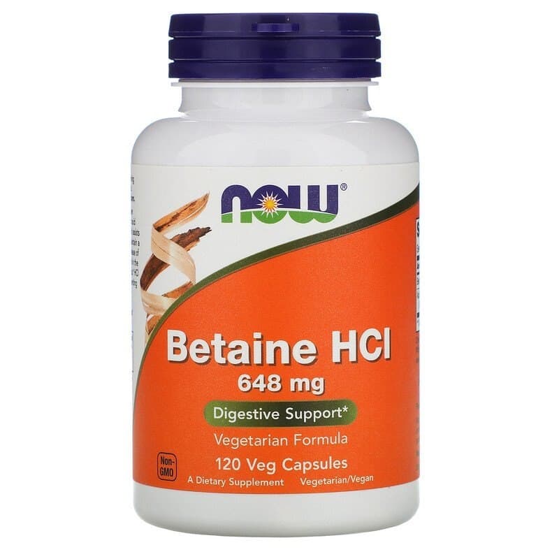 NOW Foods Betaine HCl 1296 mg Vegetarische Kapseln 120 St. – NOW Foods Verpackung