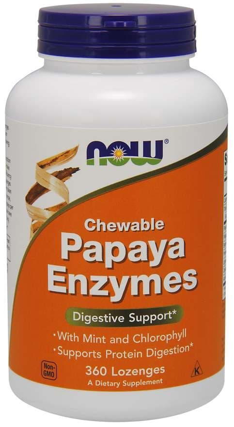 NOW Foods - Papaya Enzyme, Gomitas - 360 masticables – NOW Foods empaque