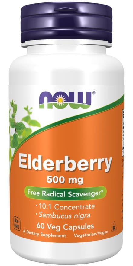 NOW Foods Elderberry 500mg - 120 vegetarische Kapseln – NOW Foods Verpackung