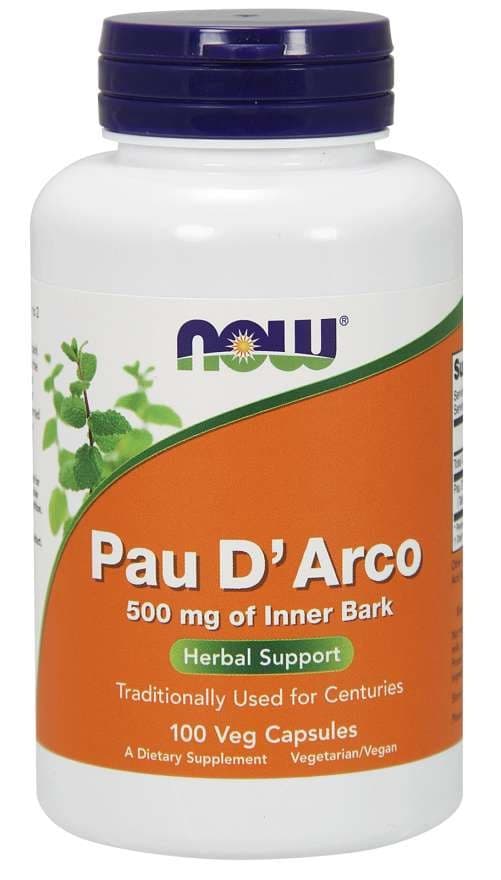 NOW Foods Pau D'Arco 500mg – 100 cápsulas vegetarianas – NOW Foods embalagem