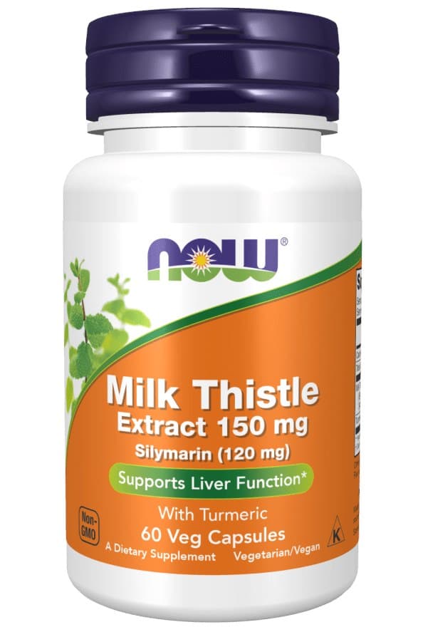 NOW Foods Extracto de Cardo Mariano com Cúrcuma, 150mg - 60 Vcaps – NOW Foods embalagem