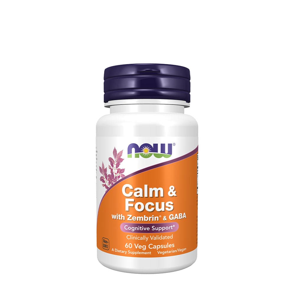 Now Foods - Calm & Focus mit Zembrin® & GABA - 60 pflanzliche Kapseln – NOW Foods Verpackung