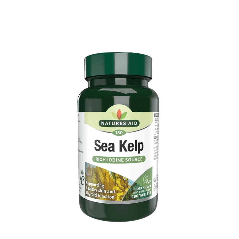 Natures Aid Sea Kelp 150mcg Jodium - 180 Tabletten – Natures Aid verpakking
