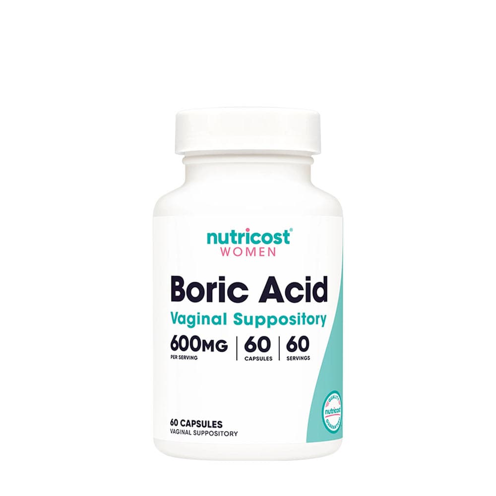 Nutricost Women Boric Acid Vaginal Suppository 600mg - 60 kapslar – Nutricost förpackning