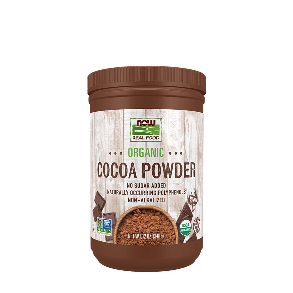 Now Foods Organic Cocoa Powder - 340 g – NOW Foods förpackning