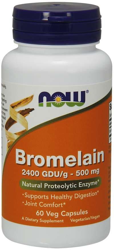 NOW Foods Bromelain 500mg - 60 vegetabiliska kapslar – NOW Foods förpackning