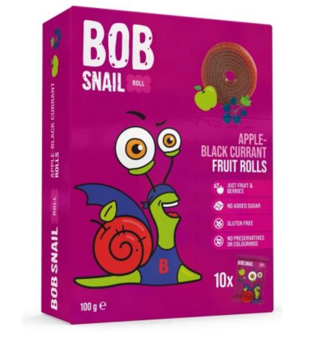 BOB SNAIL Przekąska jabłko - czarna porzeczka 100gr | EKO WITAL – BOB SNAIL förpackning