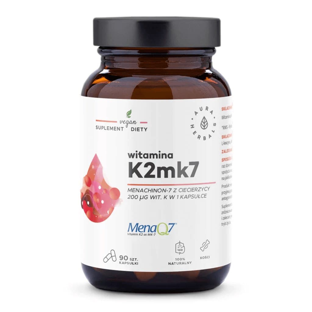 Aura Herbals - Vitamin K2 MK7 100 µg, kapslar – Aura Herbals förpackning