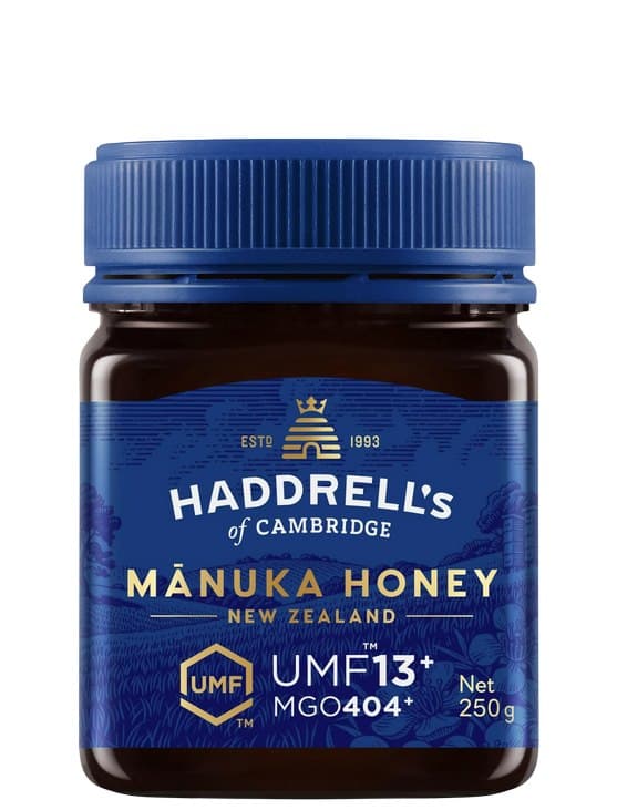 Haddrell's of Cambridge - Manuka Honey Umf13+ Mgo404+ 250g – Haddrell's of Cambridge förpackning