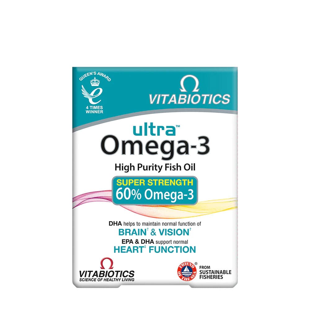 Vitabiotics Ultra Omega-3 – 60 kapslar – Vitabiotics förpackning
